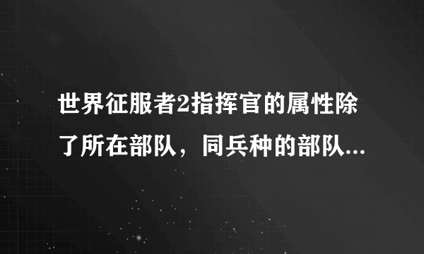 世界征服者2指挥官的属性除了所在部队，同兵种的部队也有吗？