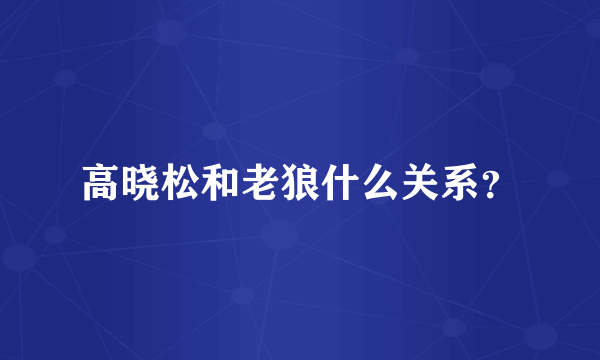 高晓松和老狼什么关系？