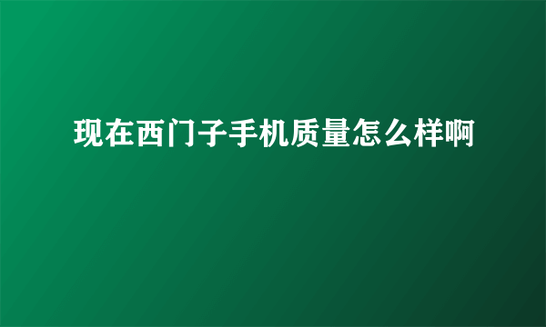现在西门子手机质量怎么样啊