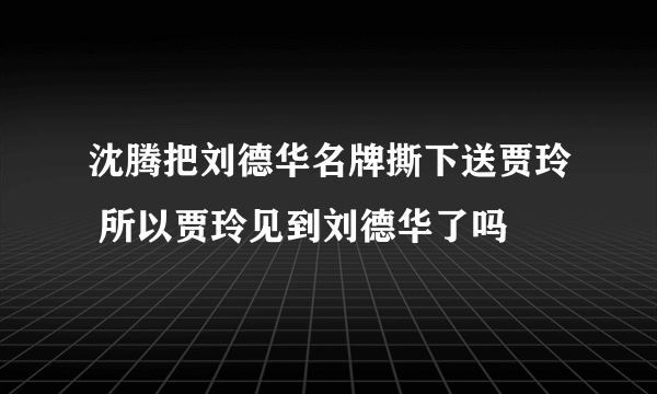 沈腾把刘德华名牌撕下送贾玲 所以贾玲见到刘德华了吗