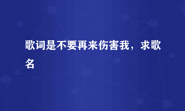 歌词是不要再来伤害我，求歌名