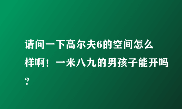 请问一下高尔夫6的空间怎么样啊！一米八九的男孩子能开吗？