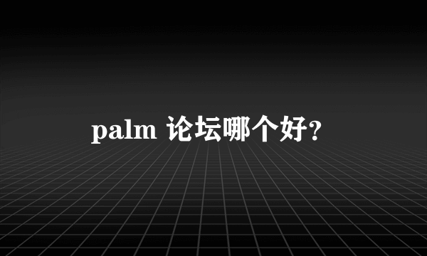 palm 论坛哪个好？