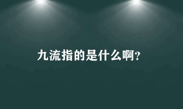 九流指的是什么啊？
