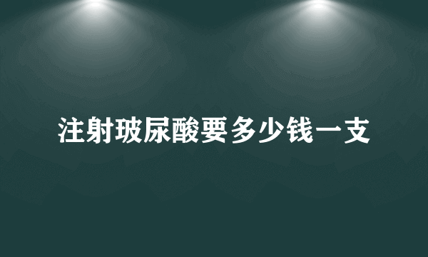 注射玻尿酸要多少钱一支