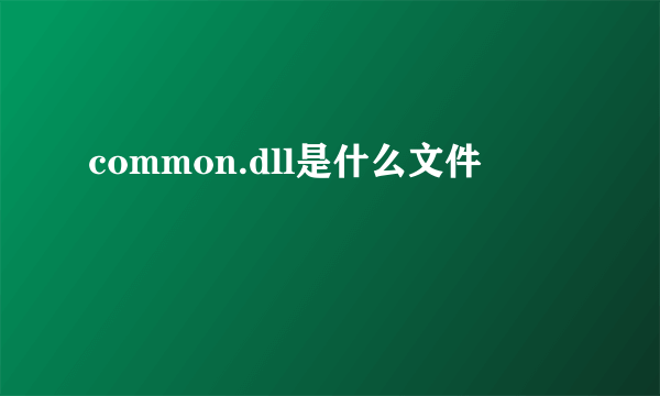 common.dll是什么文件