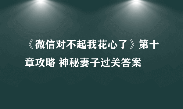 《微信对不起我花心了》第十章攻略 神秘妻子过关答案