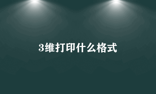 3维打印什么格式