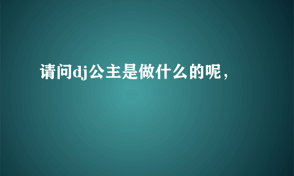 请问dj公主是做什么的呢，