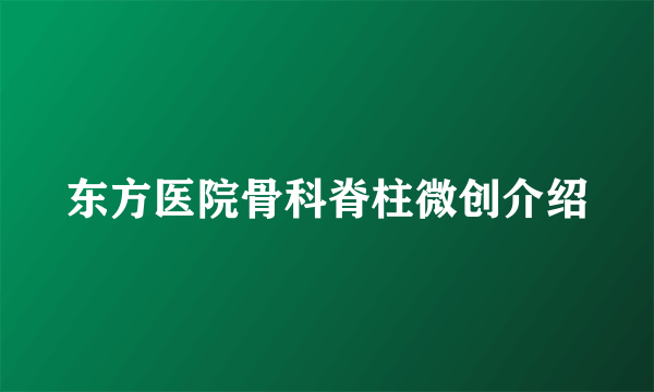 东方医院骨科脊柱微创介绍