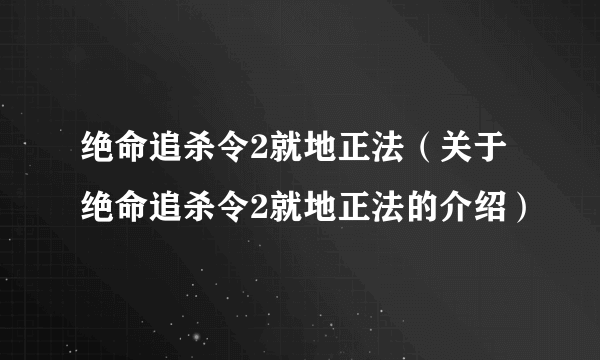 绝命追杀令2就地正法（关于绝命追杀令2就地正法的介绍）