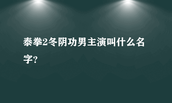 泰拳2冬阴功男主演叫什么名字？