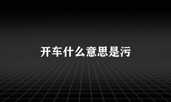 开车什么意思是污
