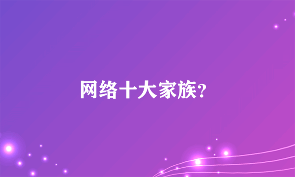 网络十大家族？
