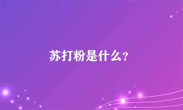 苏打粉是什么？