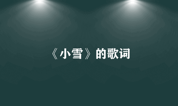 《小雪》的歌词