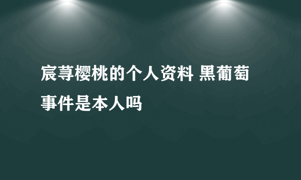 宸荨樱桃的个人资料 黑葡萄事件是本人吗