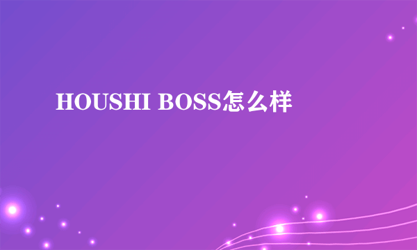 HOUSHI BOSS怎么样