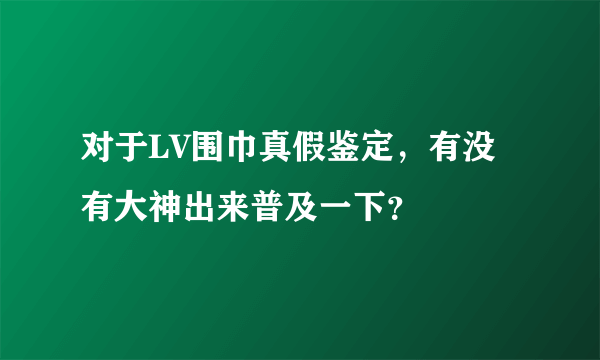 对于LV围巾真假鉴定，有没有大神出来普及一下？