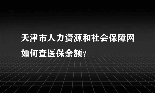 天津市人力资源和社会保障网如何查医保余额？