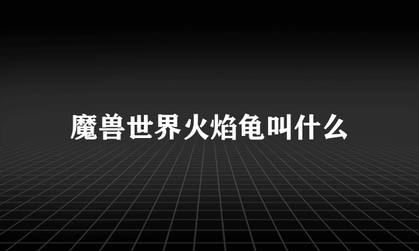 魔兽世界火焰龟叫什么