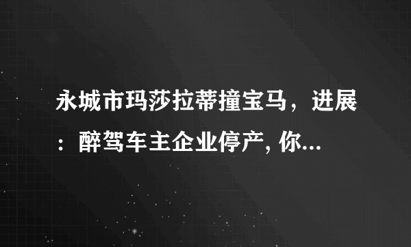 永城市玛莎拉蒂撞宝马，进展：醉驾车主企业停产, 你怎么看？