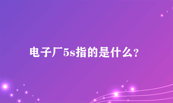 电子厂5s指的是什么？