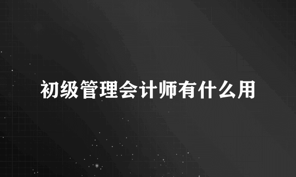 初级管理会计师有什么用