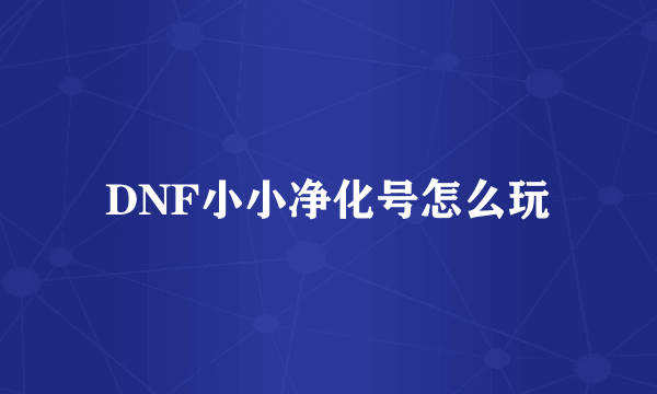 DNF小小净化号怎么玩
