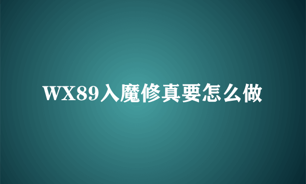 WX89入魔修真要怎么做