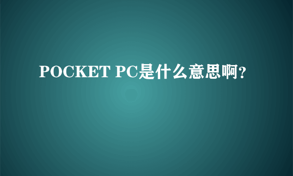 POCKET PC是什么意思啊？