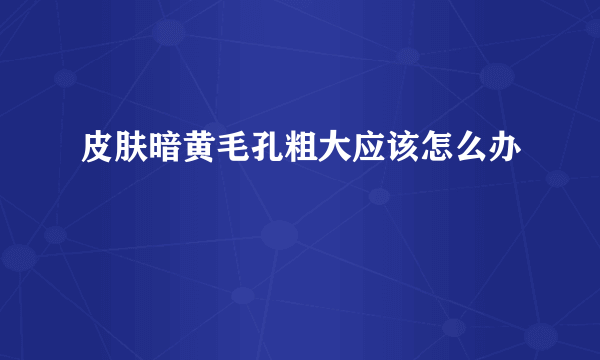 皮肤暗黄毛孔粗大应该怎么办