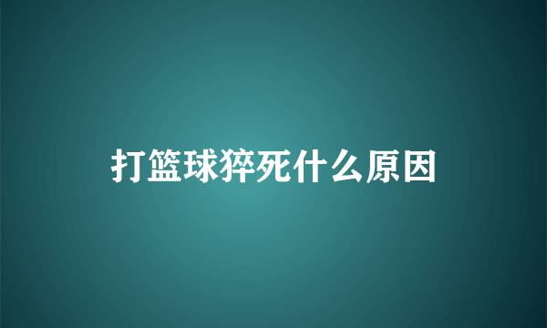 打篮球猝死什么原因
