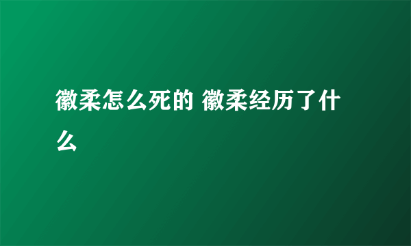 徽柔怎么死的 徽柔经历了什么