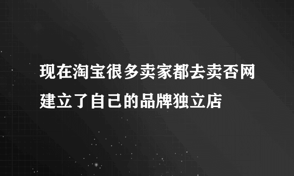 现在淘宝很多卖家都去卖否网建立了自己的品牌独立店