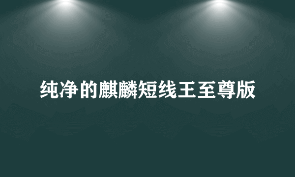 纯净的麒麟短线王至尊版
