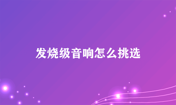 发烧级音响怎么挑选