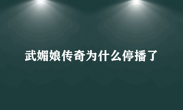 武媚娘传奇为什么停播了