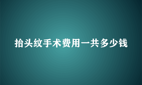 抬头纹手术费用一共多少钱