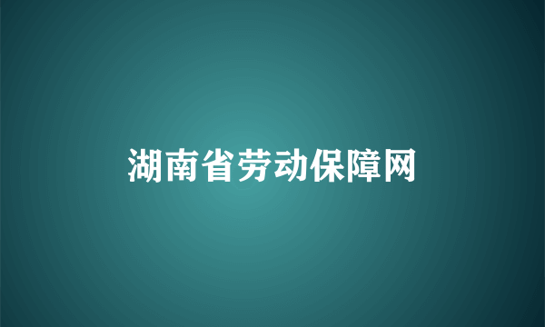 湖南省劳动保障网