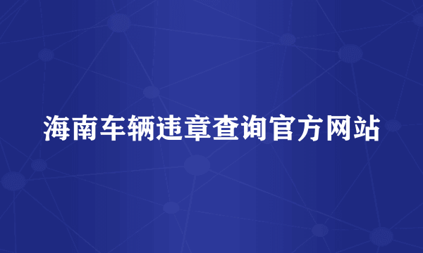 海南车辆违章查询官方网站