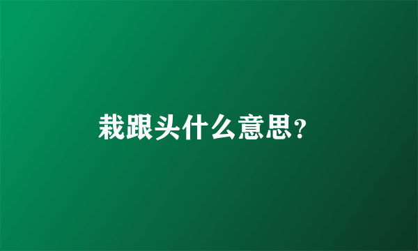 栽跟头什么意思？