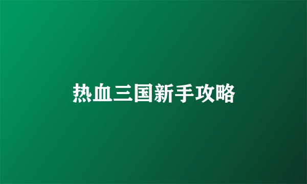 热血三国新手攻略