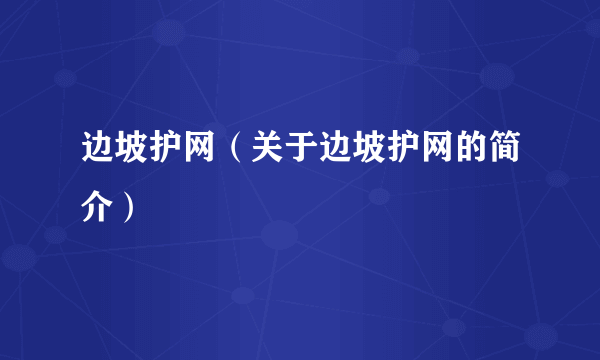 边坡护网（关于边坡护网的简介）
