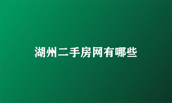 湖州二手房网有哪些