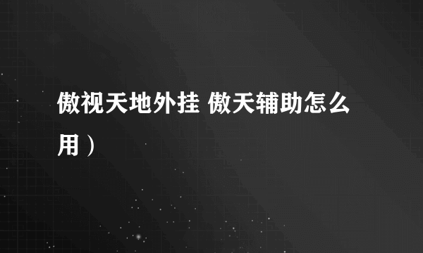 傲视天地外挂 傲天辅助怎么用）