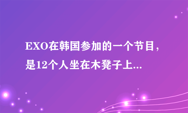 EXO在韩国参加的一个节目，是12个人坐在木凳子上，那个节目叫什么名字？