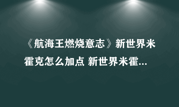 《航海王燃烧意志》新世界米霍克怎么加点 新世界米霍克加点分享
