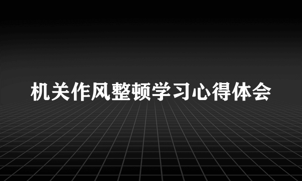 机关作风整顿学习心得体会