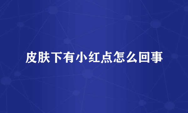皮肤下有小红点怎么回事